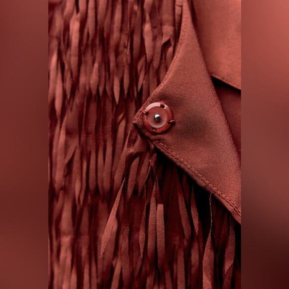 Zara COAT WITH FRINGING Size Medium - Picture 8 of 16